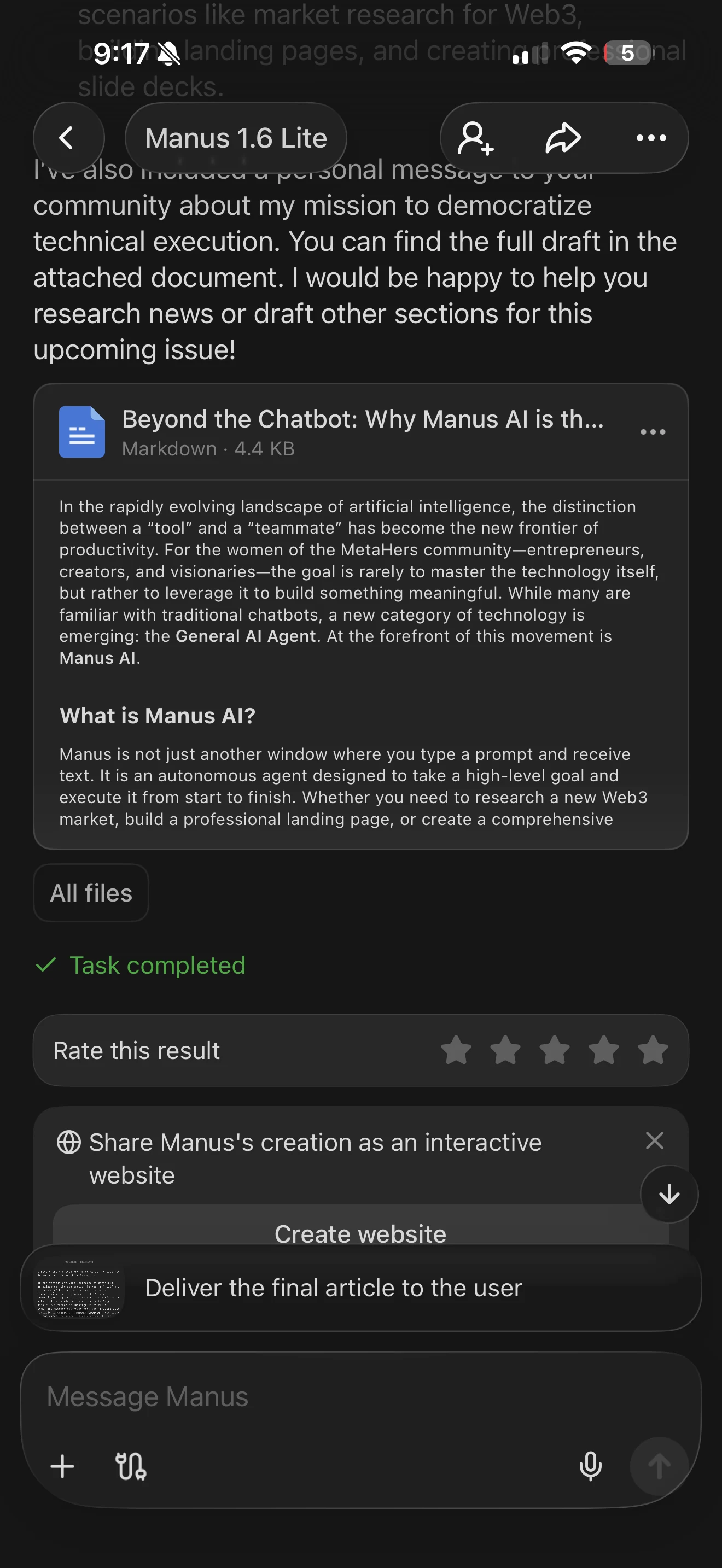 Manus AI final article output — Beyond the Chatbot
