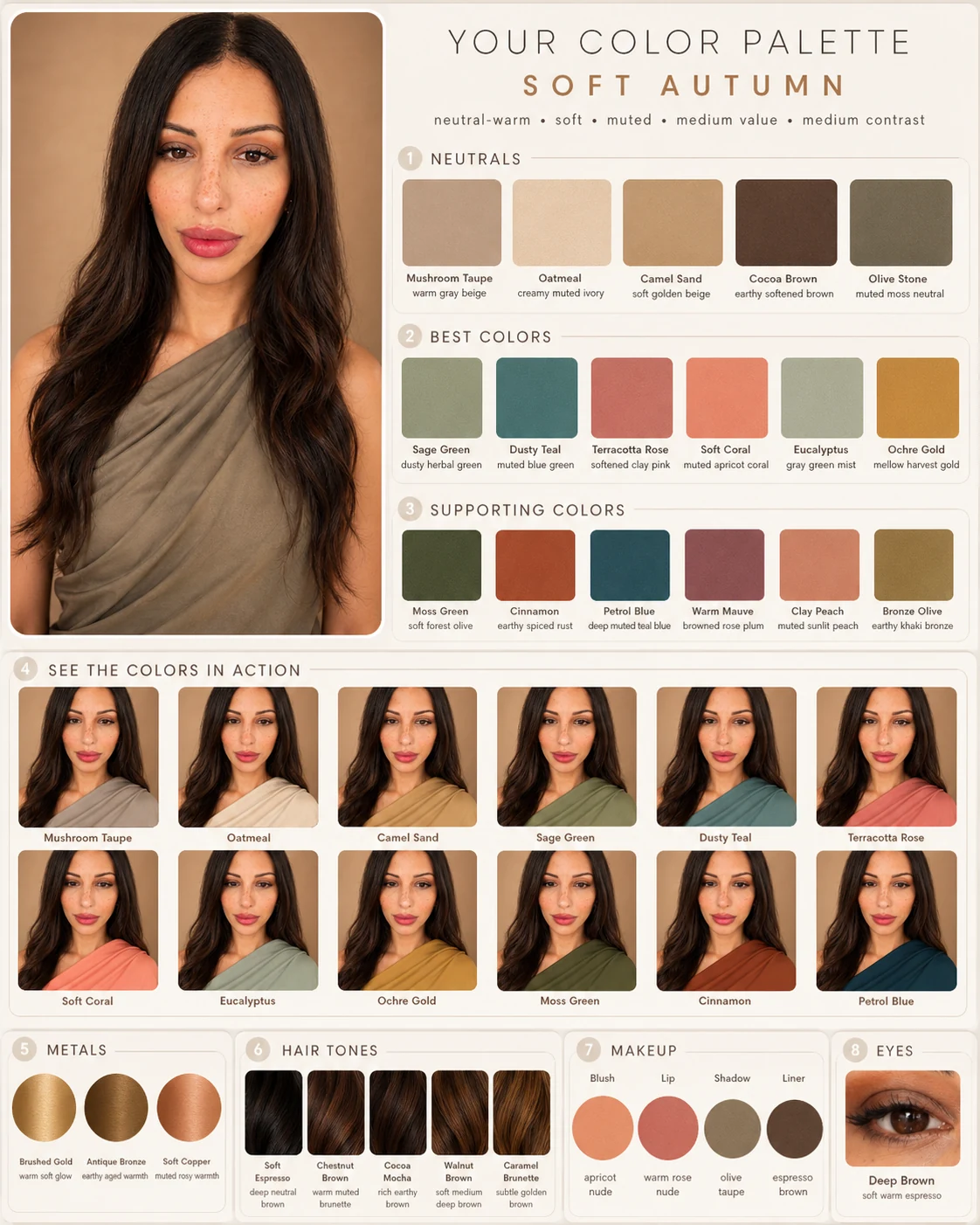 Nadia's Soft Autumn personal color palette generated by ChatGPT Images 2.0